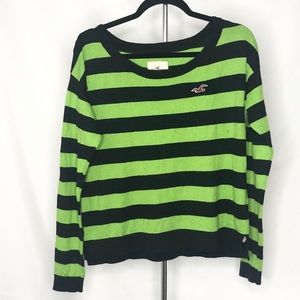 Hollister navy and lime green sweater L